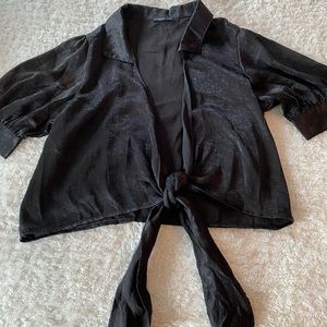 NEVER WORN satin black tie top from Australia
